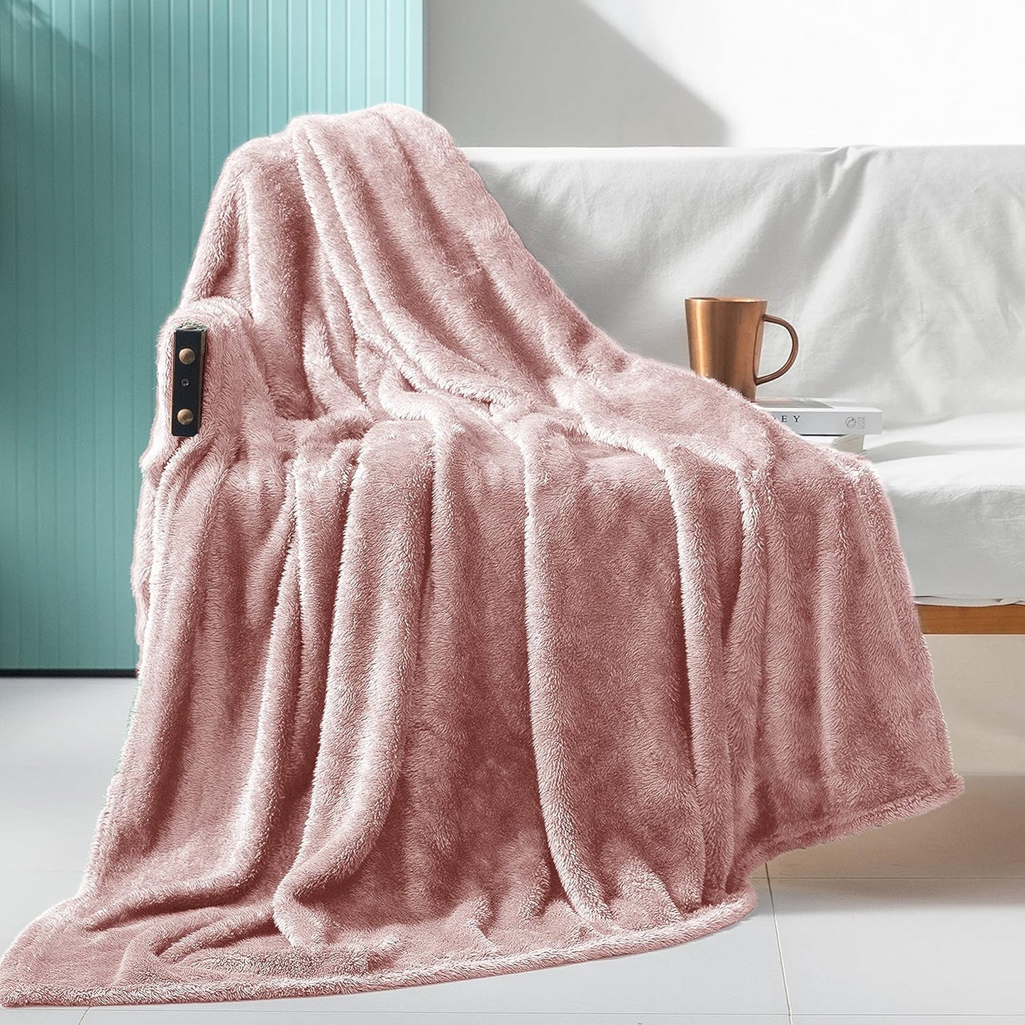 Fuzzy Fleece Throw | Dusty Pink