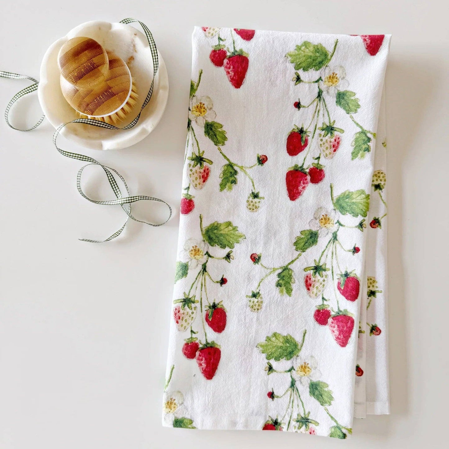 Strawberry cotton flour sack tea towel - Heartfelt Gift Box