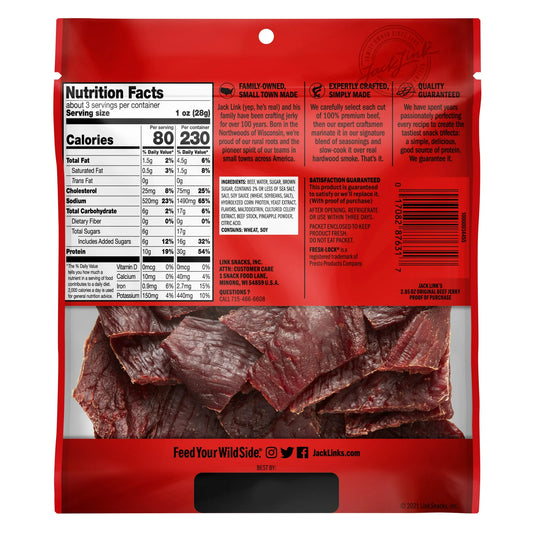 Jack Link’s Beef Jerky, Original | 100% Beef, 2.85 oz - Heartfelt Gift Box
