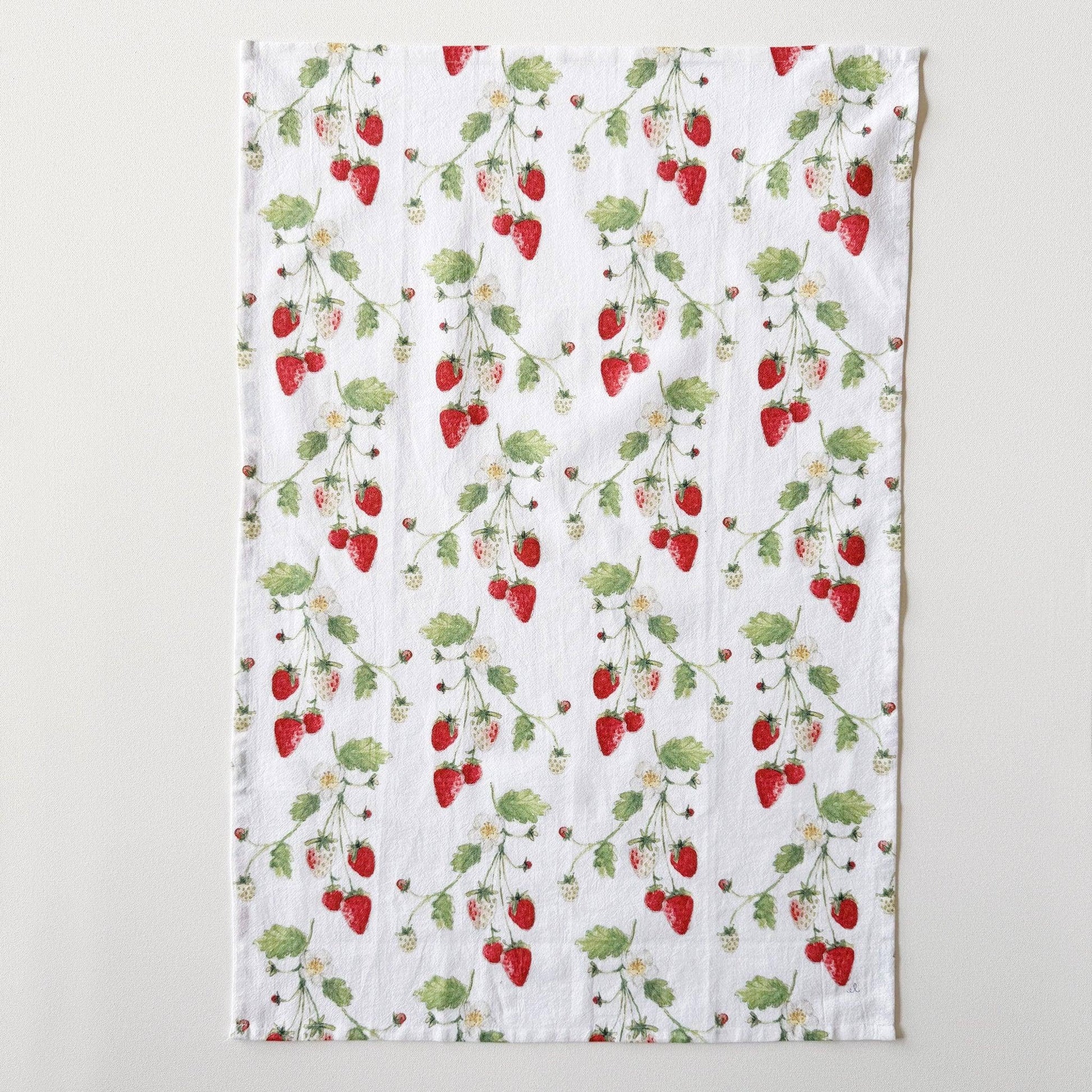 Strawberry cotton flour sack tea towel - Heartfelt Gift Box