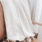 Throw Blanket | Cream with Faux Fur Poms
