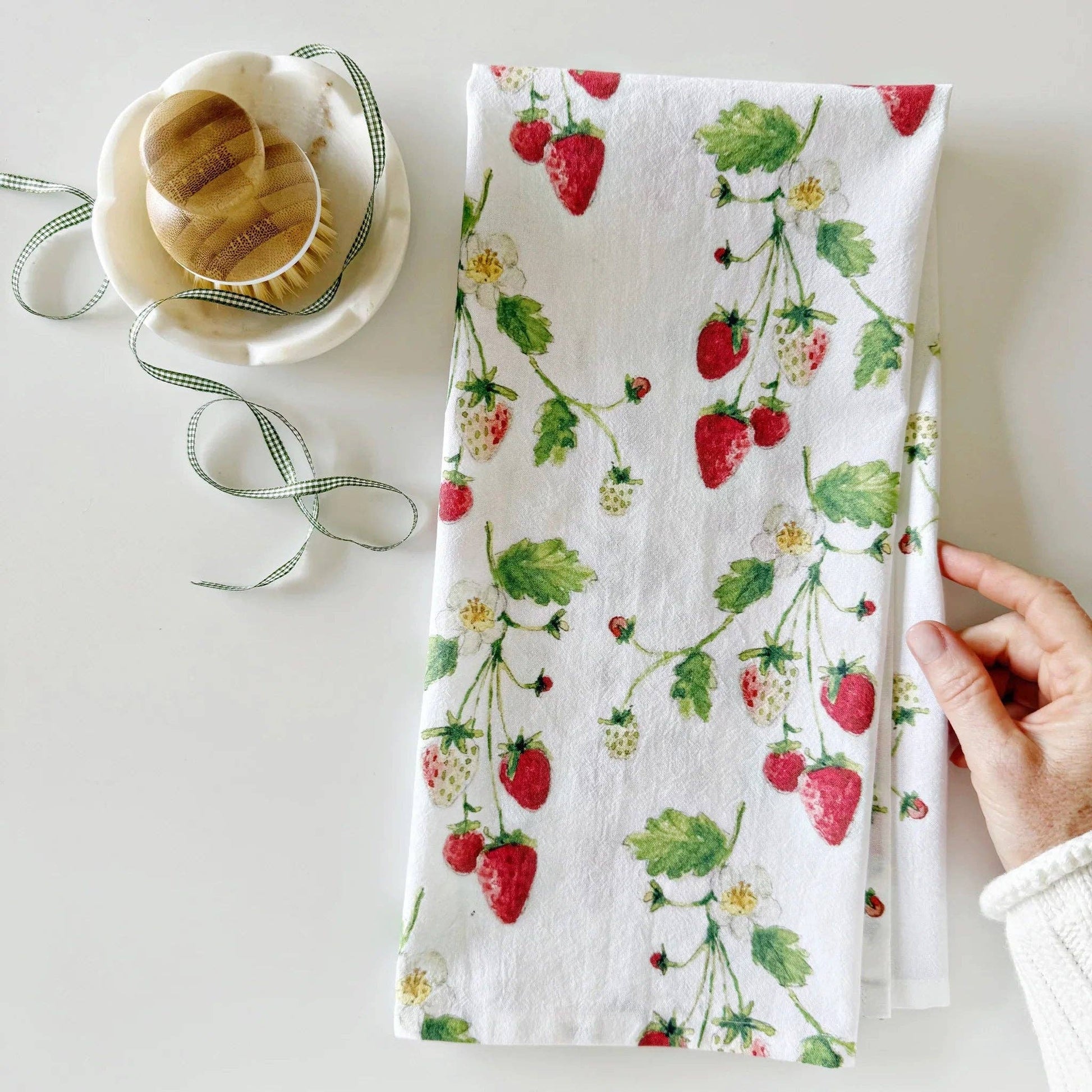 Strawberry cotton flour sack tea towel - Heartfelt Gift Box