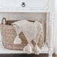 Knit Throw Blanket | Cream with Tassels