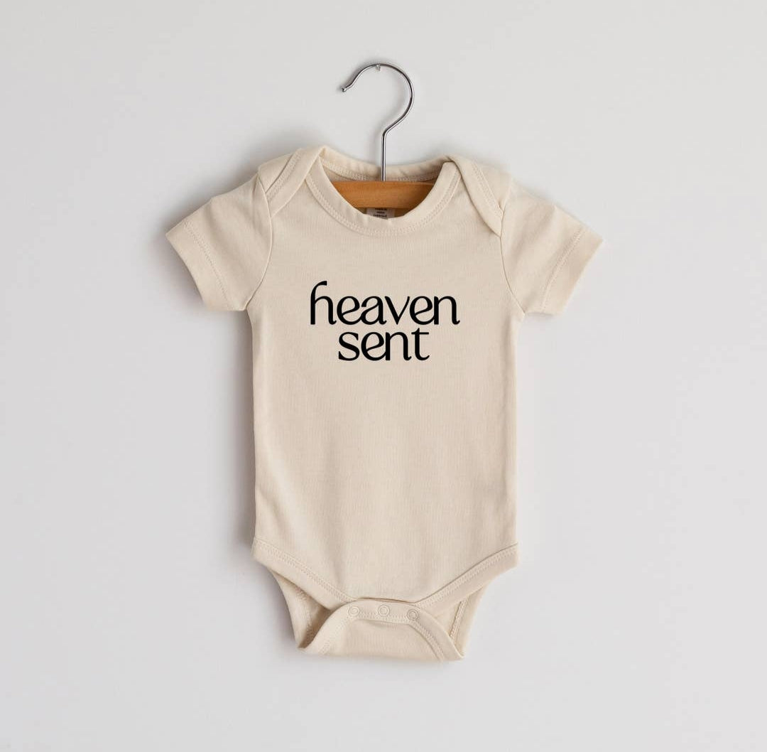 Heaven Sent Oraginic Bodysuit, Cream - Heartfelt Gift Box