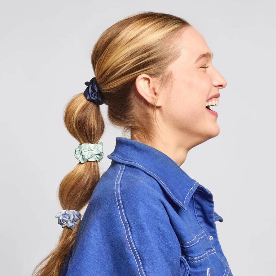 Ruched Satin Scrunchies Set | Garden Bouquet