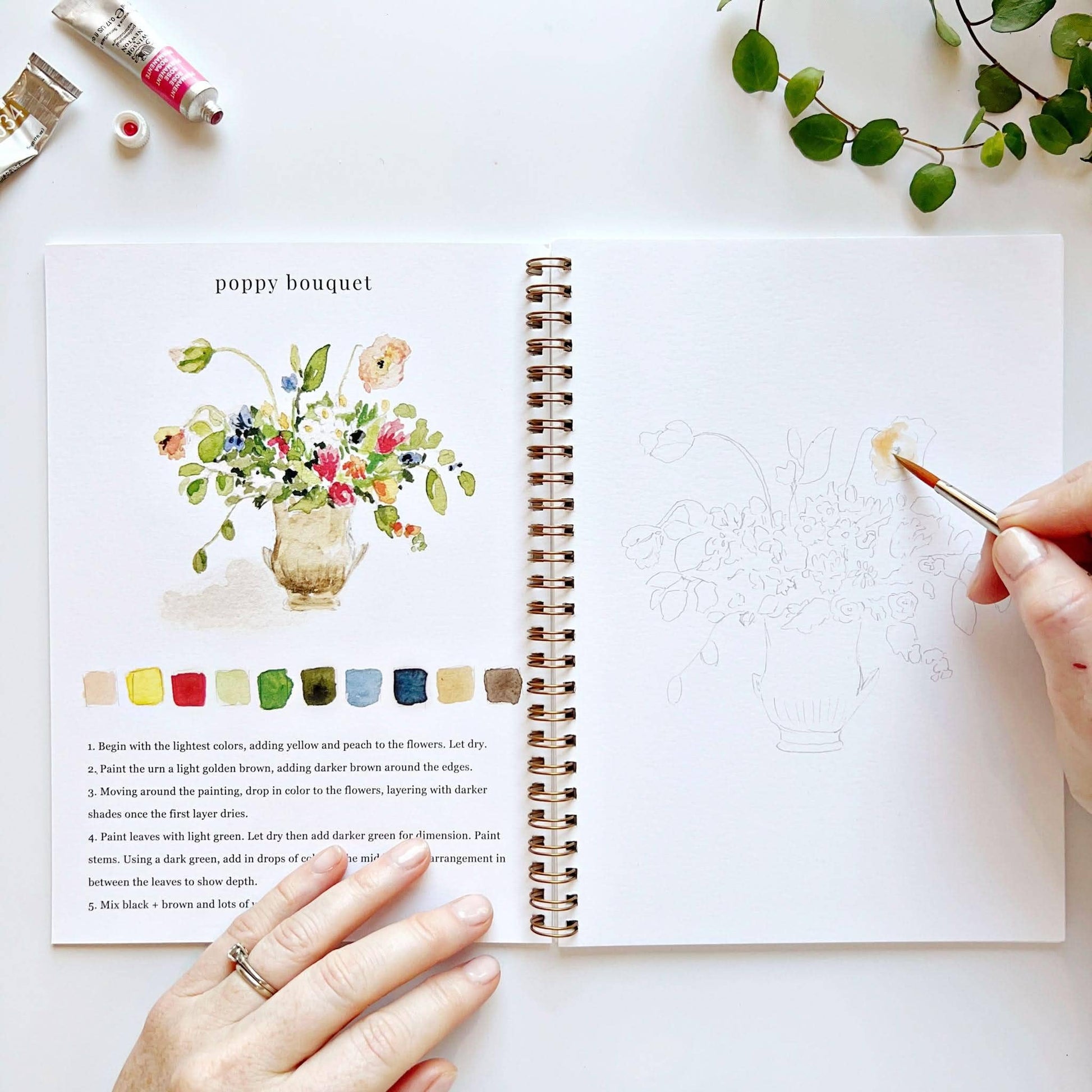 Bouquets watercolor workbook - Heartfelt Gift Box