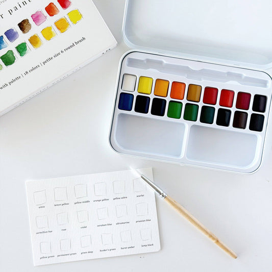 Watercolor Paint Set | 18 colors with Brush - Heartfelt Gift Box