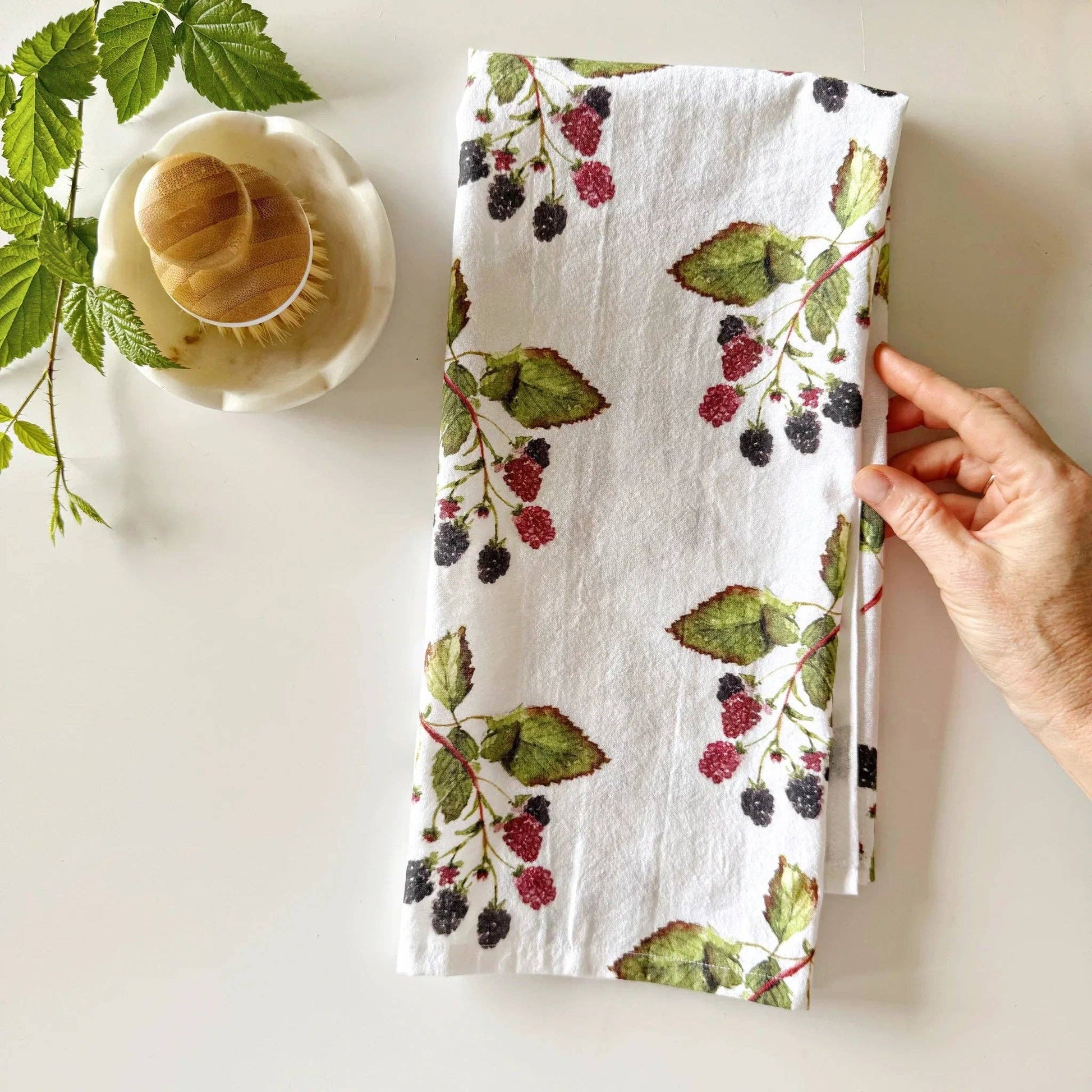 Blackberry cotton flour sack tea towel - Heartfelt Gift Box