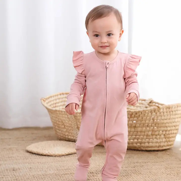 Pink Ruffle Romper Sleeper 0 3 month Heartfelt Gift Box