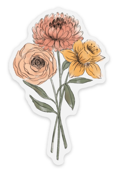 Daffodil and Chrysanthemum Sticker