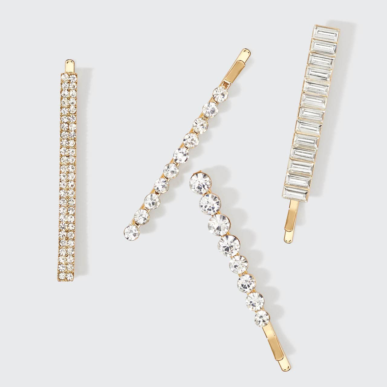 Rhinestone Bobby Pins Set | Gold