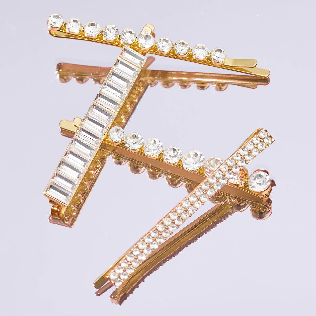 Rhinestone Bobby Pins Set | Gold
