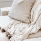 Throw Blanket | Cream with Faux Fur Poms