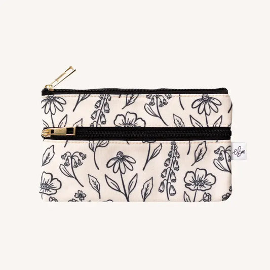 Ivory Pressed Floral Pencil Pouch - Heartfelt Gift Box