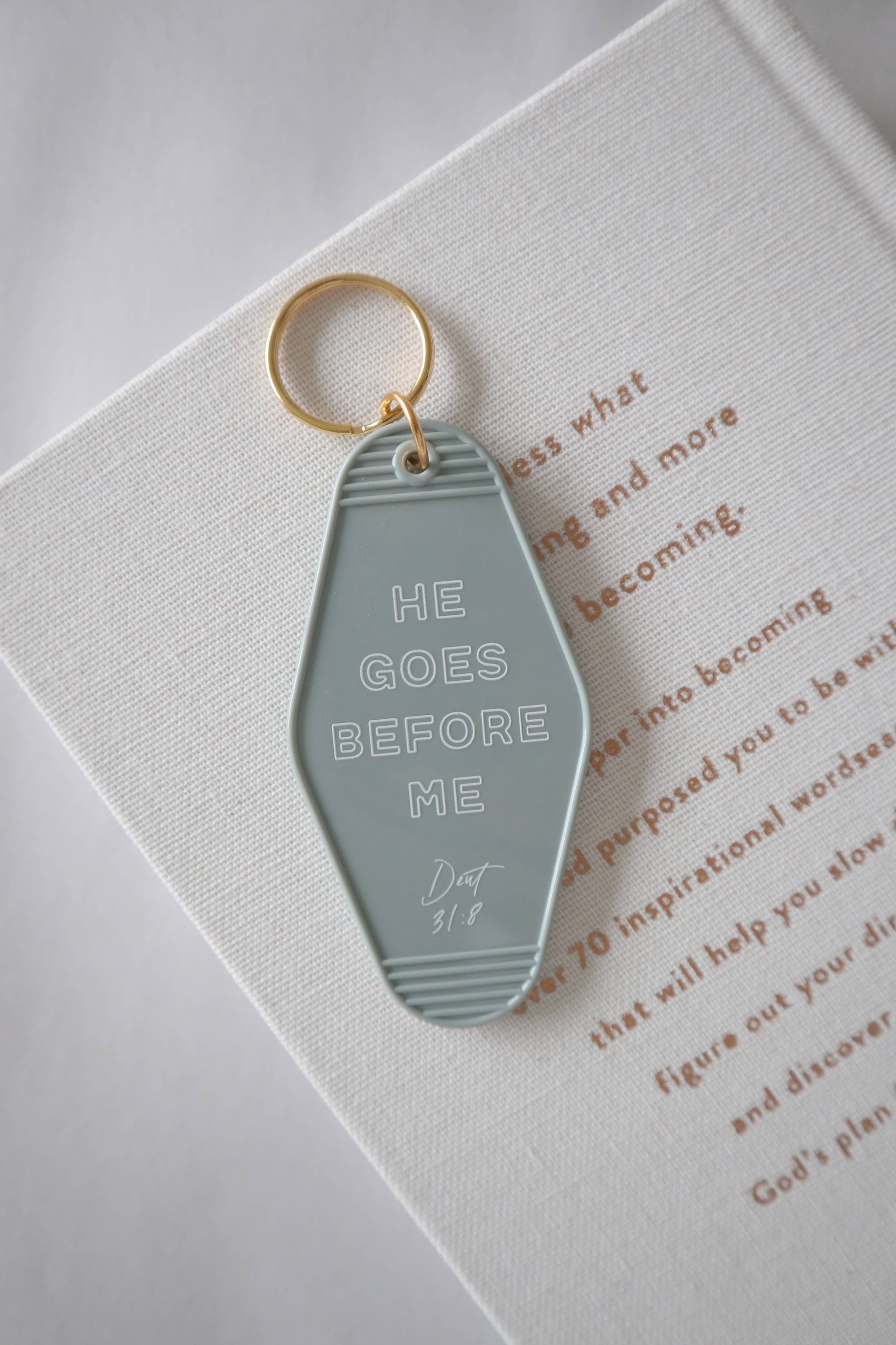 He Goes Before Me Hotel Keychain - Heartfelt Gift Box