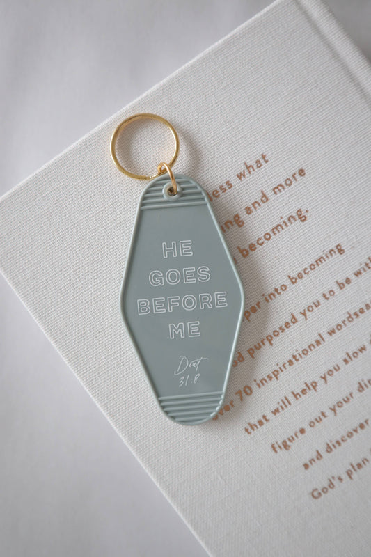He Goes Before Me Hotel Keychain - Heartfelt Gift Box