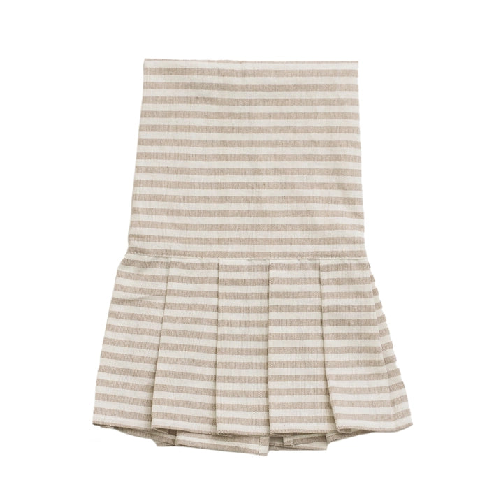 Striped Tea Towel with Ruffle, Tan
