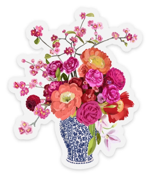 Bouquet in Blue and White Vase Sticker