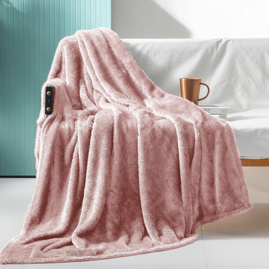Fuzzy Fleece Throw | Dusty Pink