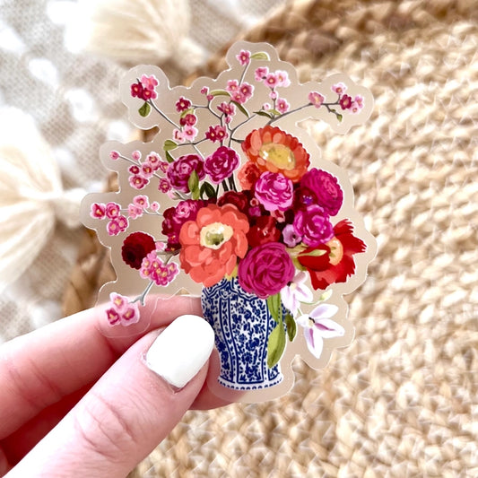 Bouquet in Blue and White Vase Sticker