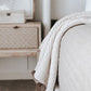 Throw Blanket | Cream with Faux Fur Poms