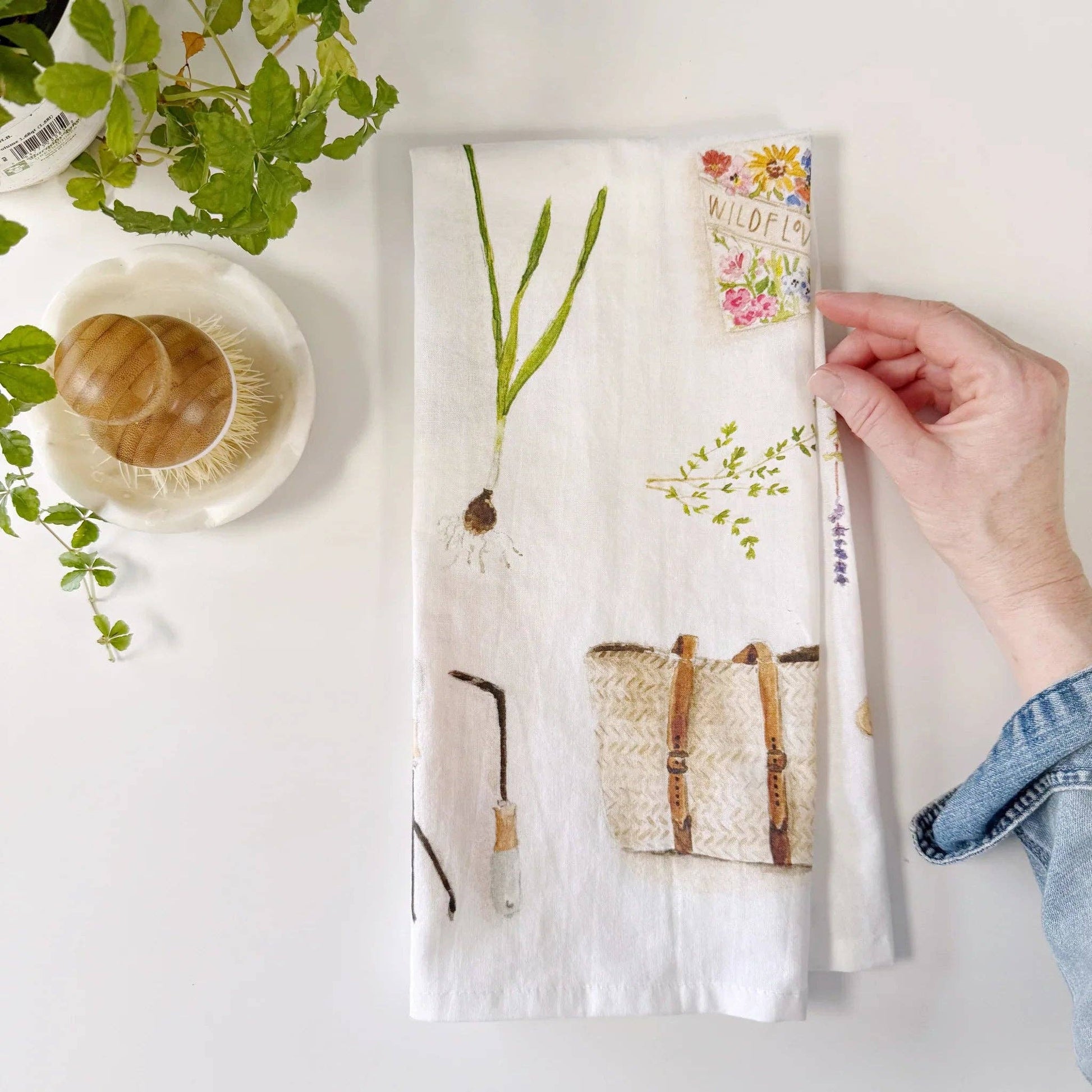 Garden cotton flour sack tea towel - Heartfelt Gift Box