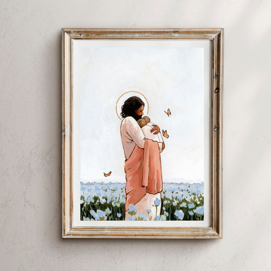 Among the Forget Me Nots Print, Baby Twins | 5x7