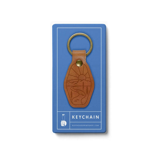 Mountain Adventure Leather Keychain - Heartfelt Gift Box