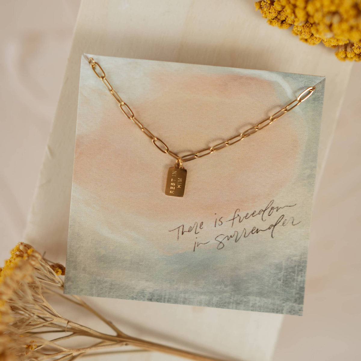 Rest in Him Mini Tag Necklace