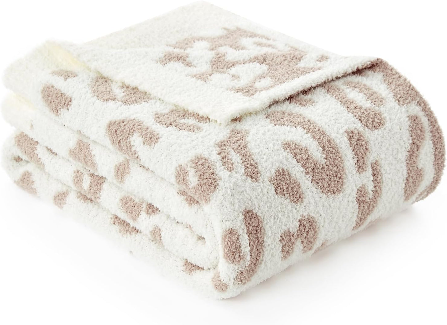 Beige Leopard Throw Blanket | Ultra Soft, Reversable, 50x60 in.