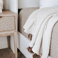 Throw Blanket | Cream with Faux Fur Poms