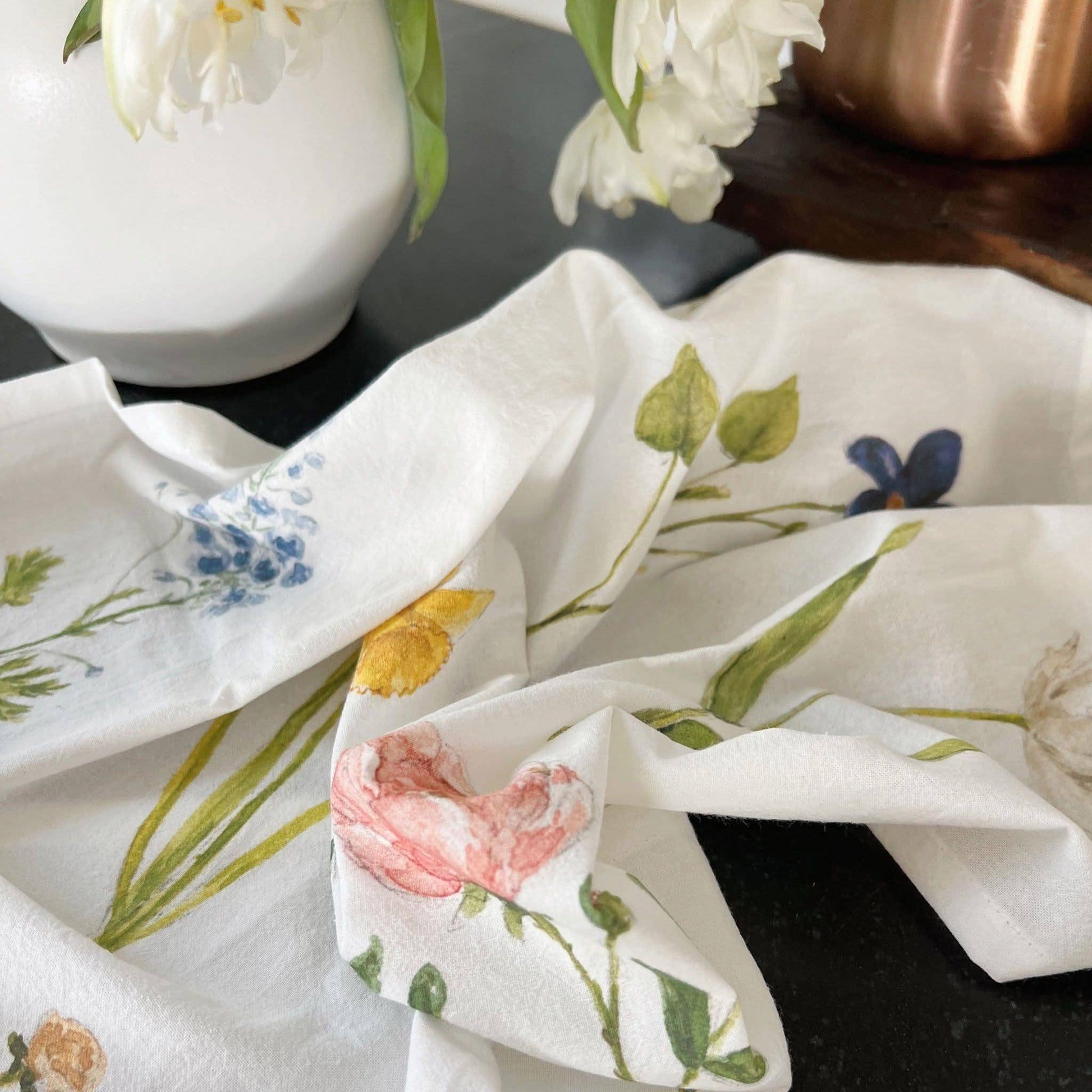 Garden flowers cotton flour sack tea towel - Heartfelt Gift Box