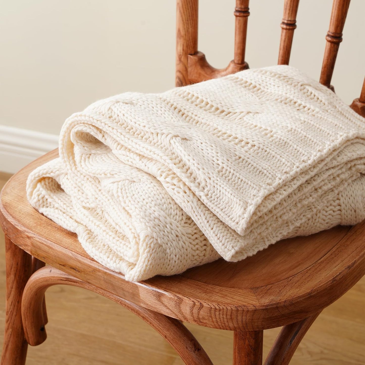 Cable Knit Throw | Cream