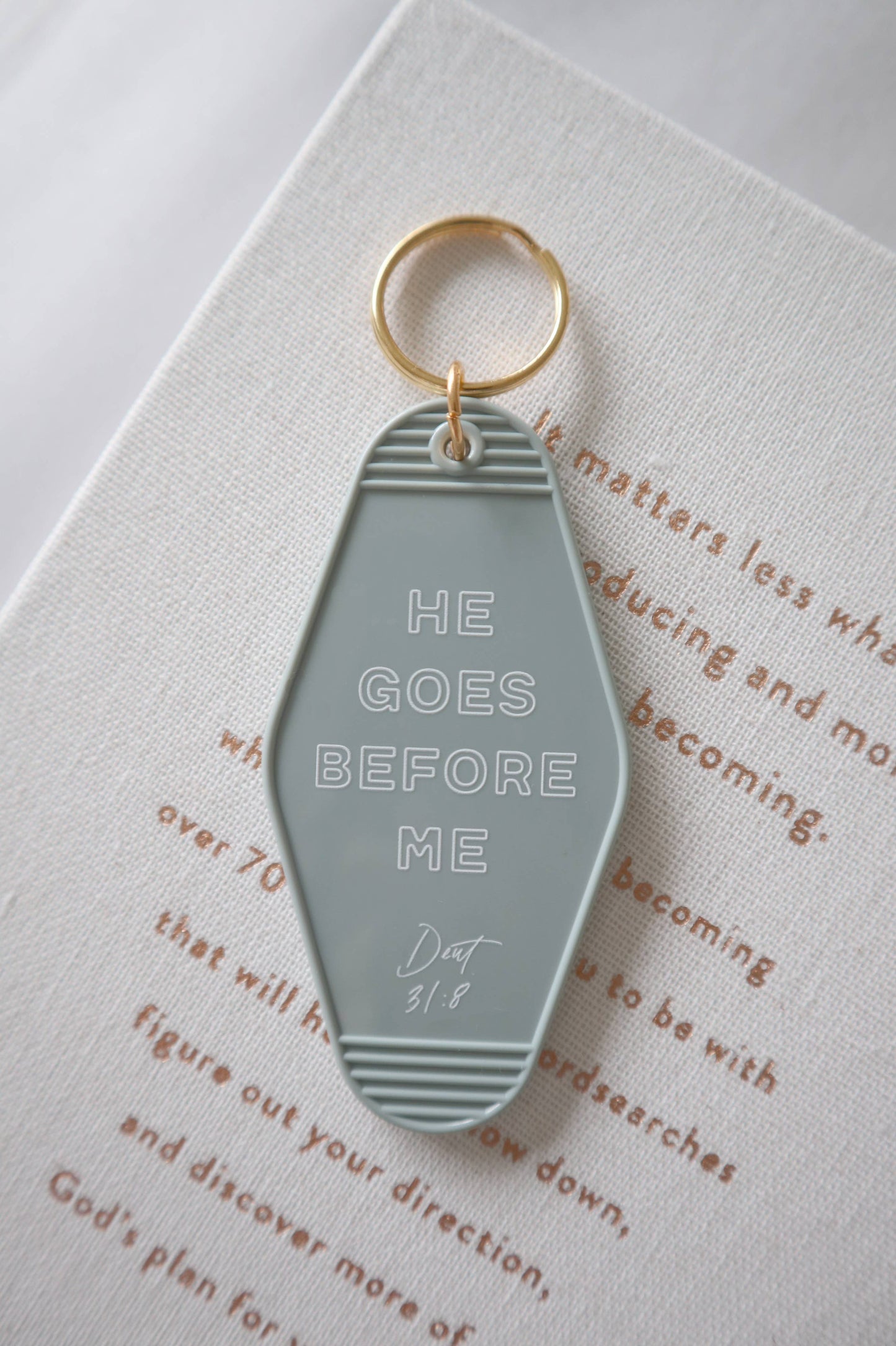 He Goes Before Me Hotel Keychain - Heartfelt Gift Box