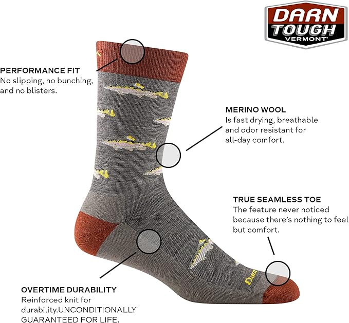 Crew Lightweight Socks, LG (US 10-12) | Darn Tough Vermont, Spey Fly