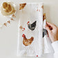 Chickens cotton flour sack tea towel - Heartfelt Gift Box