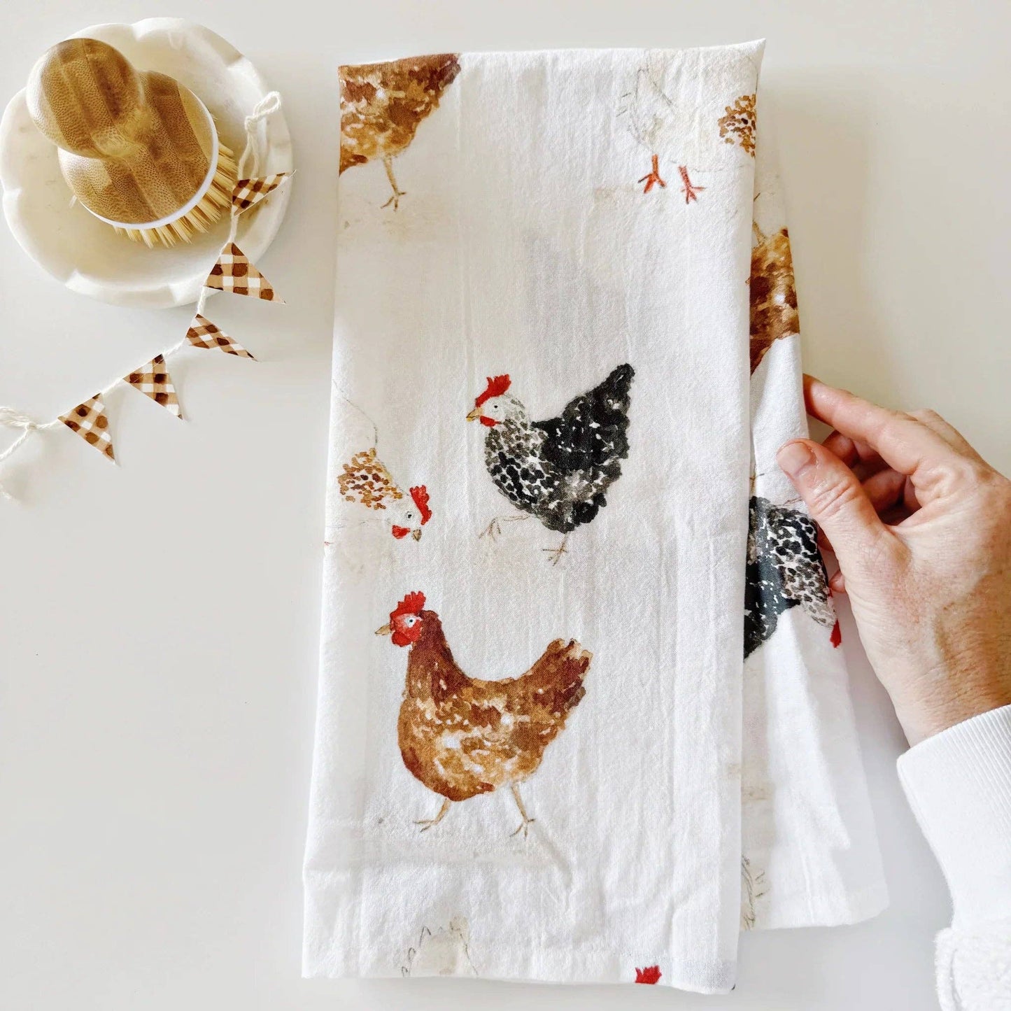 Chickens cotton flour sack tea towel - Heartfelt Gift Box