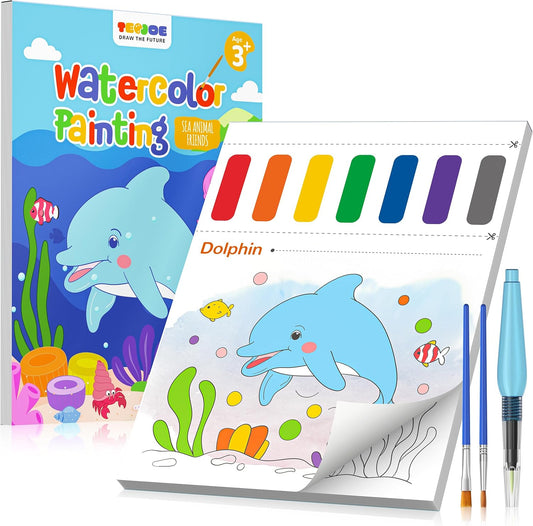 Marine Animals Water Coloring Book for Kids | 26 pages, brushes included