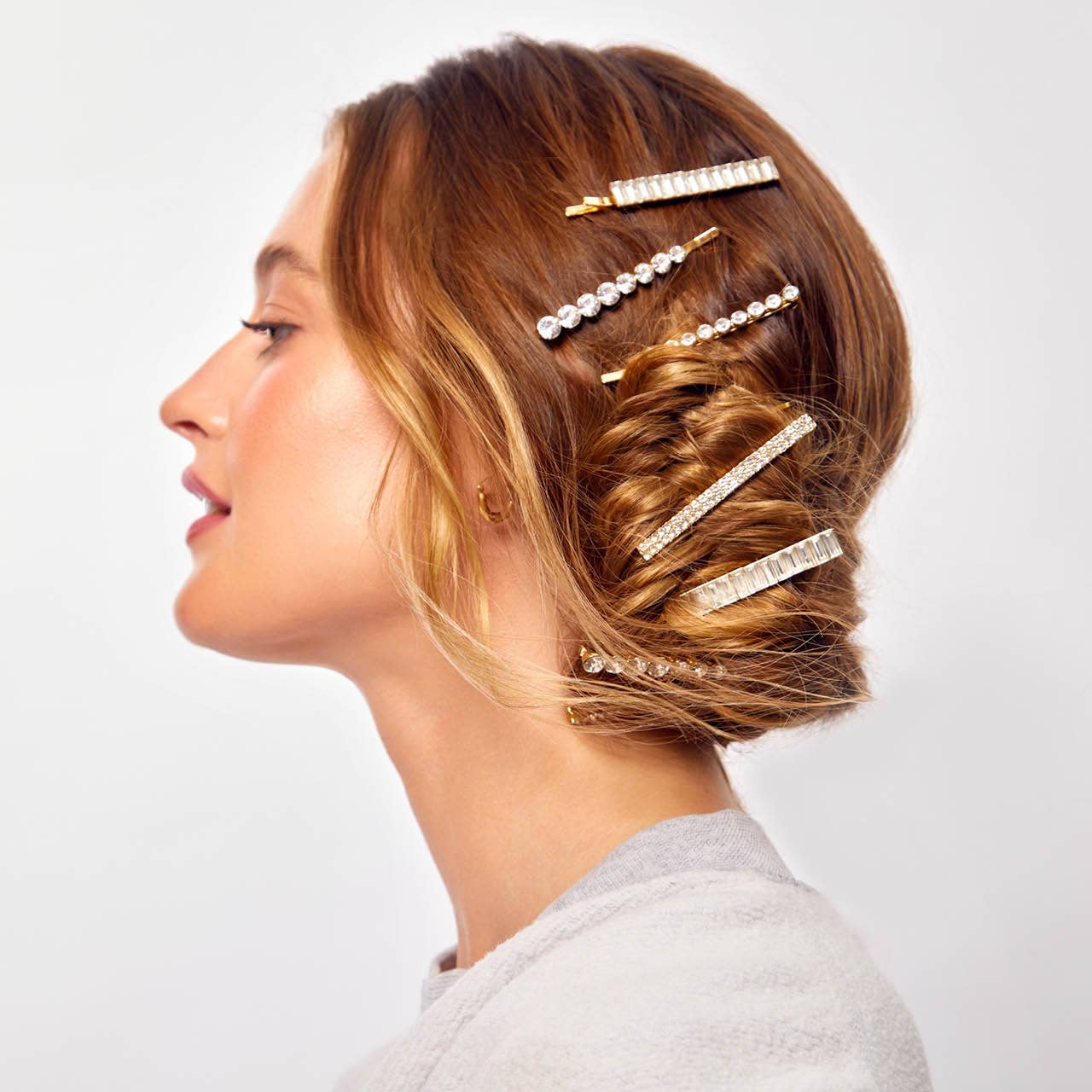 Rhinestone Bobby Pins Set | Gold