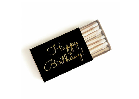 Happy Birthday Matchbox | Gold Shimmer on Black