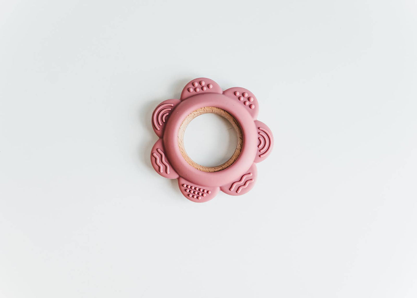 Silicone & Beechwood Baby Teether | Blush Flower