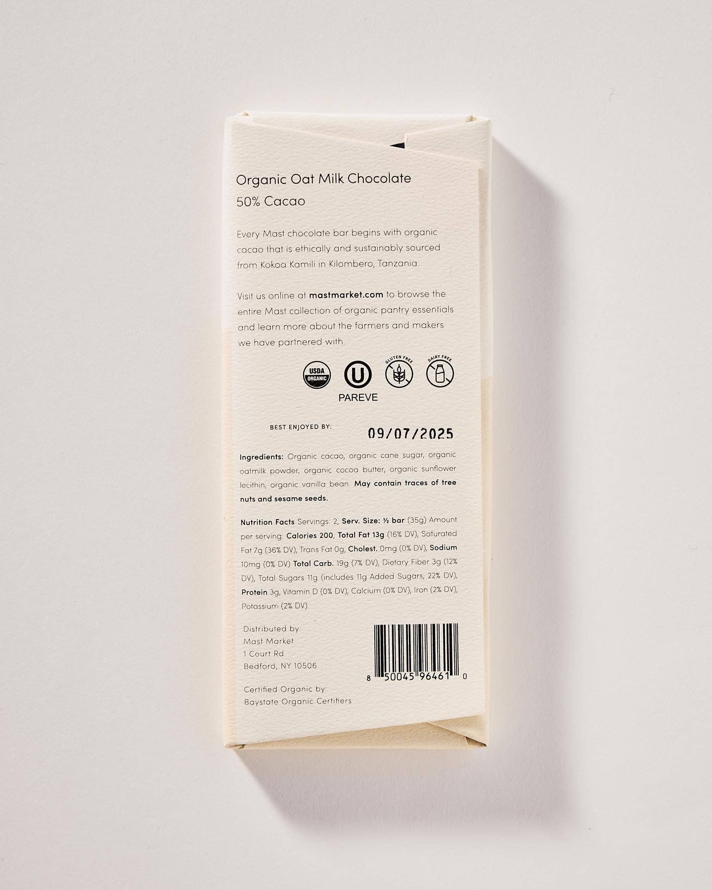 Organic Oat Milk Chocolate 50% Cacao: Classic Bar: 2.5 oz - Heartfelt Gift Box