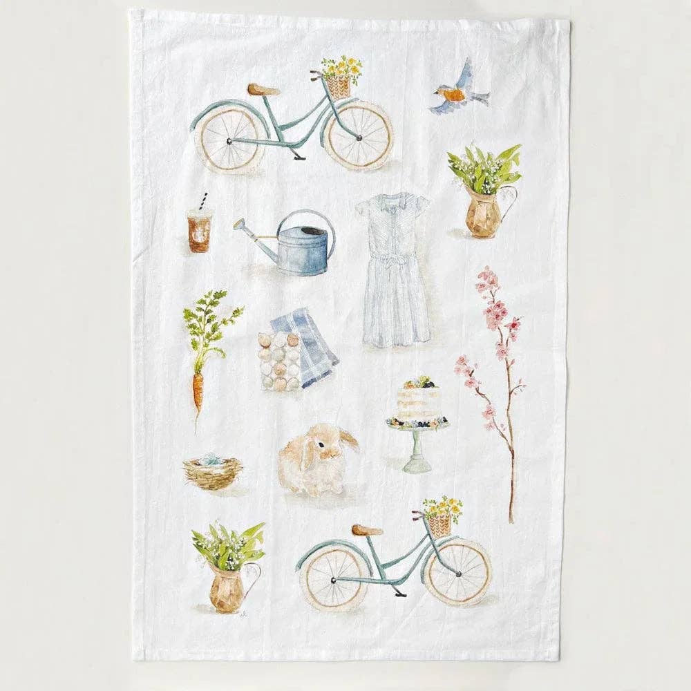 Springtime cotton flour sack tea towel - Heartfelt Gift Box
