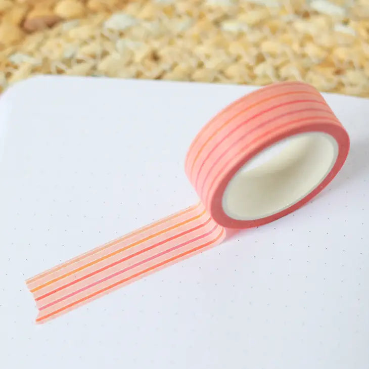 Warm Pink Stripe Washi Tape - Heartfelt Gift Box