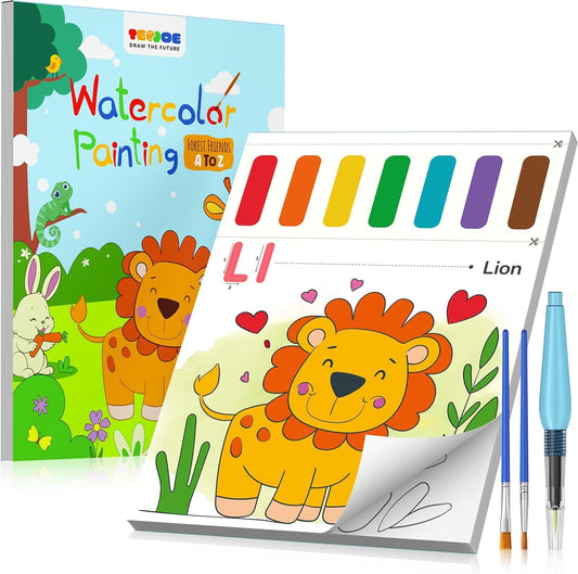Animal Water Coloring Book for Kids | 26 pages, brushes included