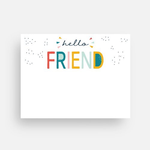 Hello Friend Flat Notecard - Heartfelt Gift Box