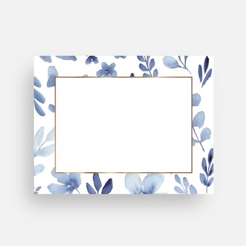 Blue Floral Flat Notecard - Heartfelt Gift Box