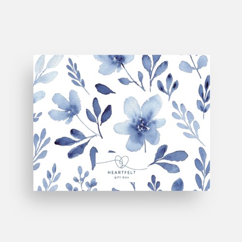 Blue Floral Flat Notecard