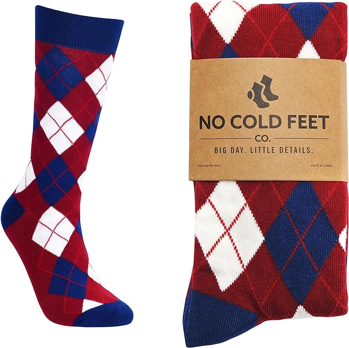 Men's Socks | Burgundy and Navy Argyle