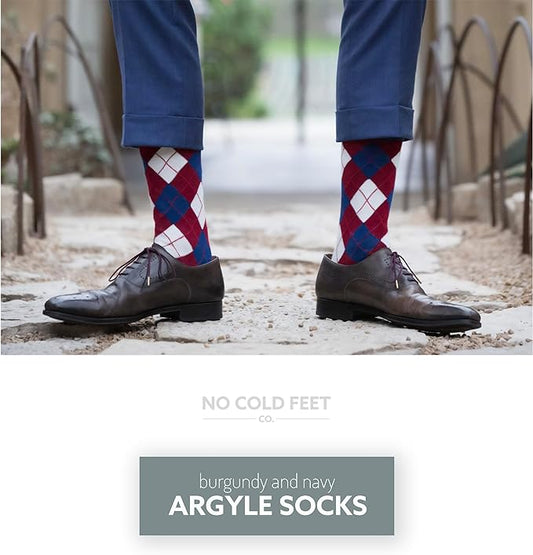 Men's Socks | Burgundy and Navy Argyle